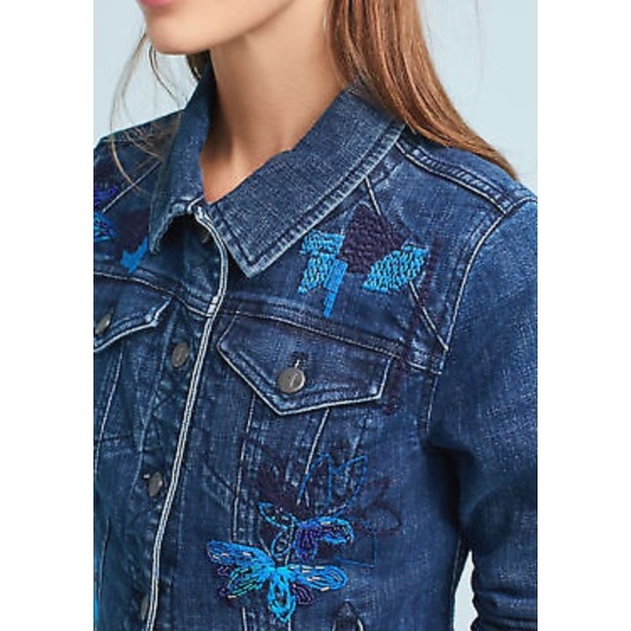 Anthropologie Embroidered Denim Jacket - Picture 2 of 8